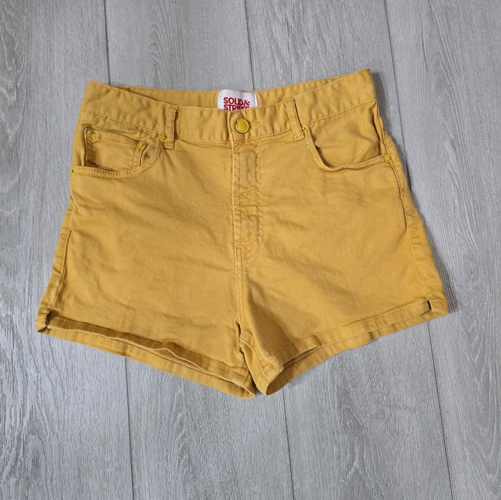 Solid & Striped Mustard Yellow High-Rise Denim Shorts Size 27
